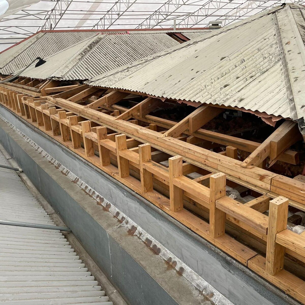 Asbestos removed from roof.