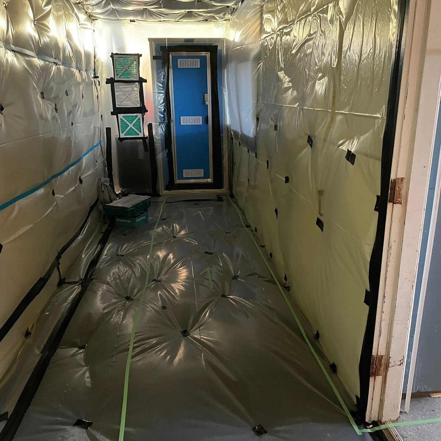 Interior view of Class A asbestos removal at a Northand school