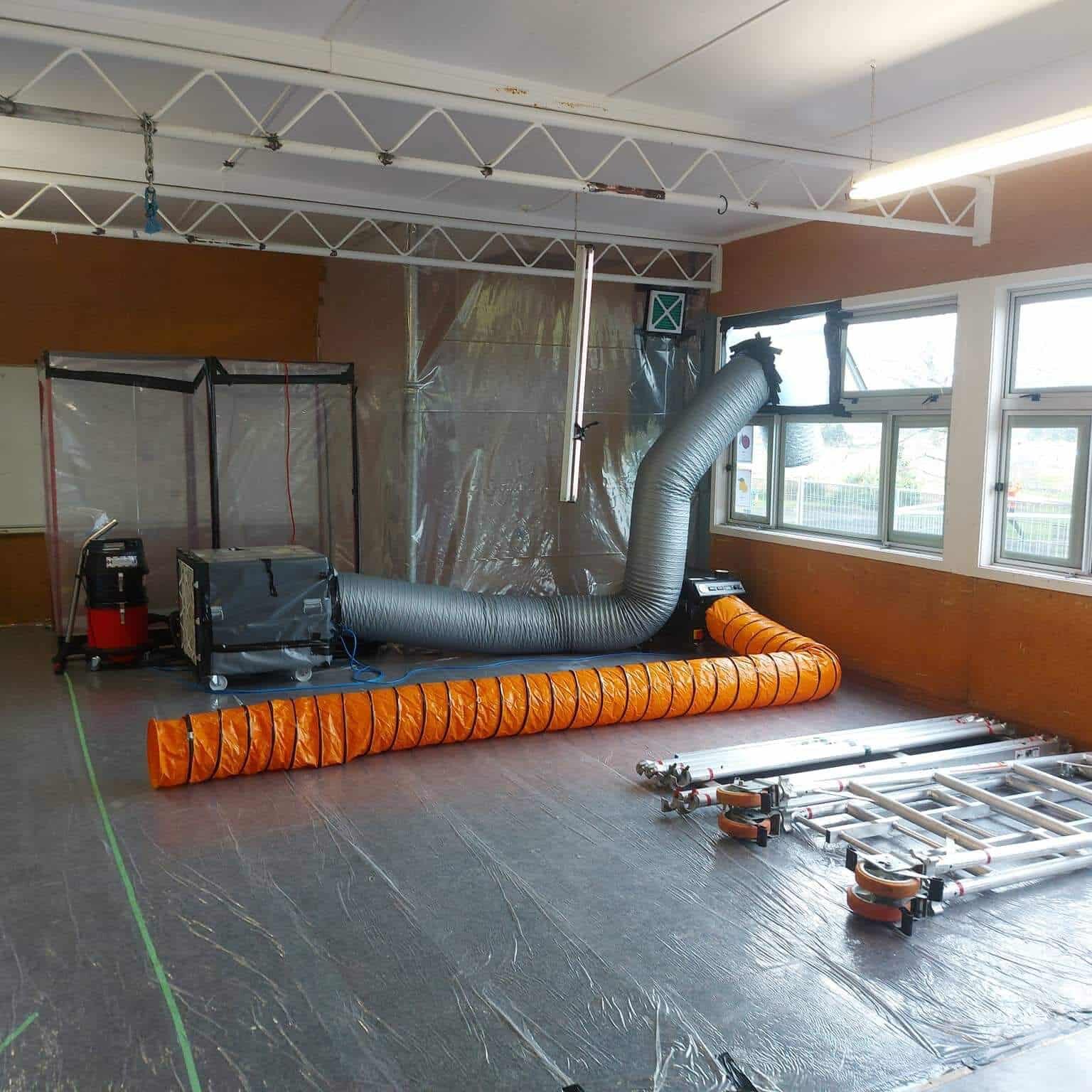 Class A asbestos removal inside of a classroom in a school in Kaitaia, Northland.