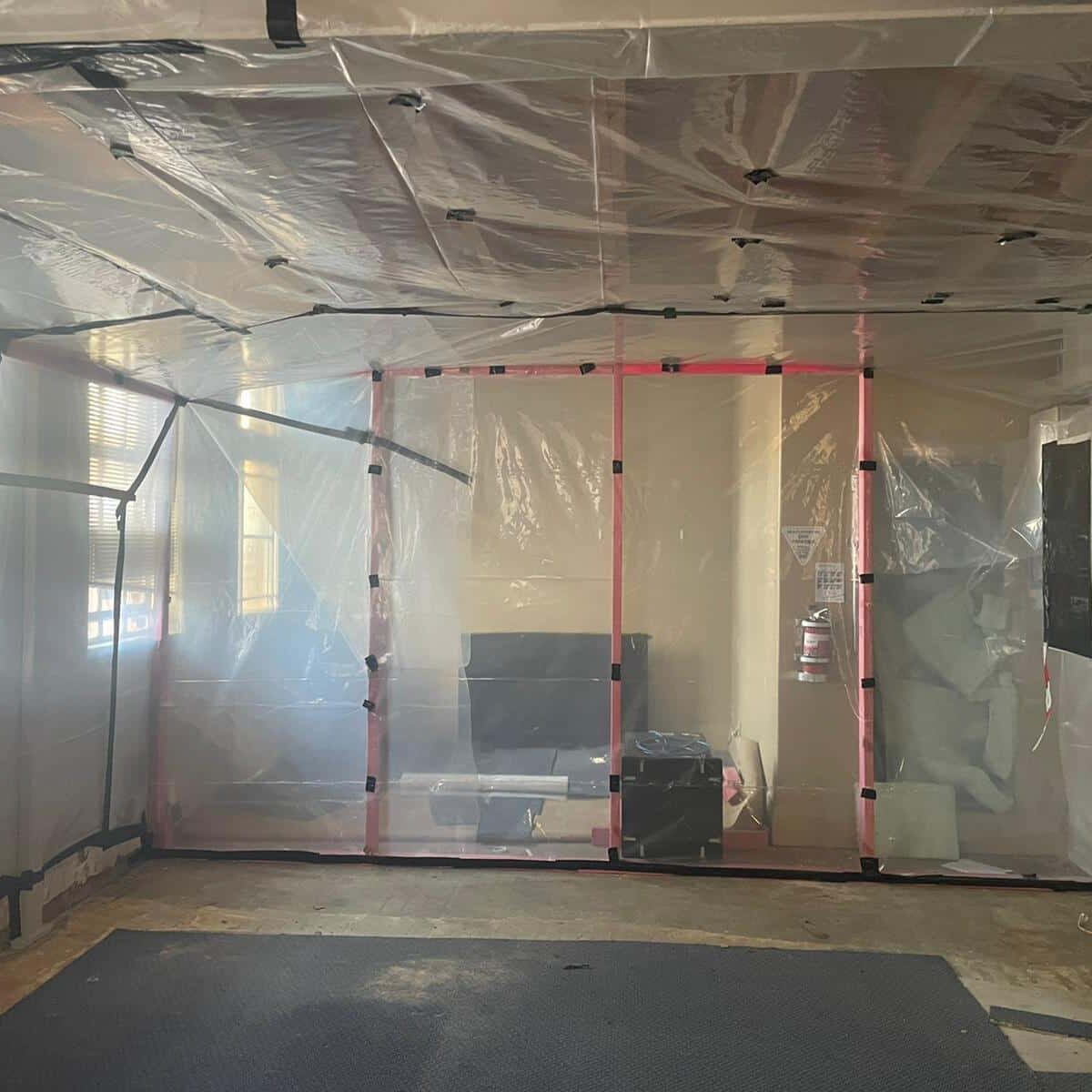 Class A enclosure set up prior to asbestos removal