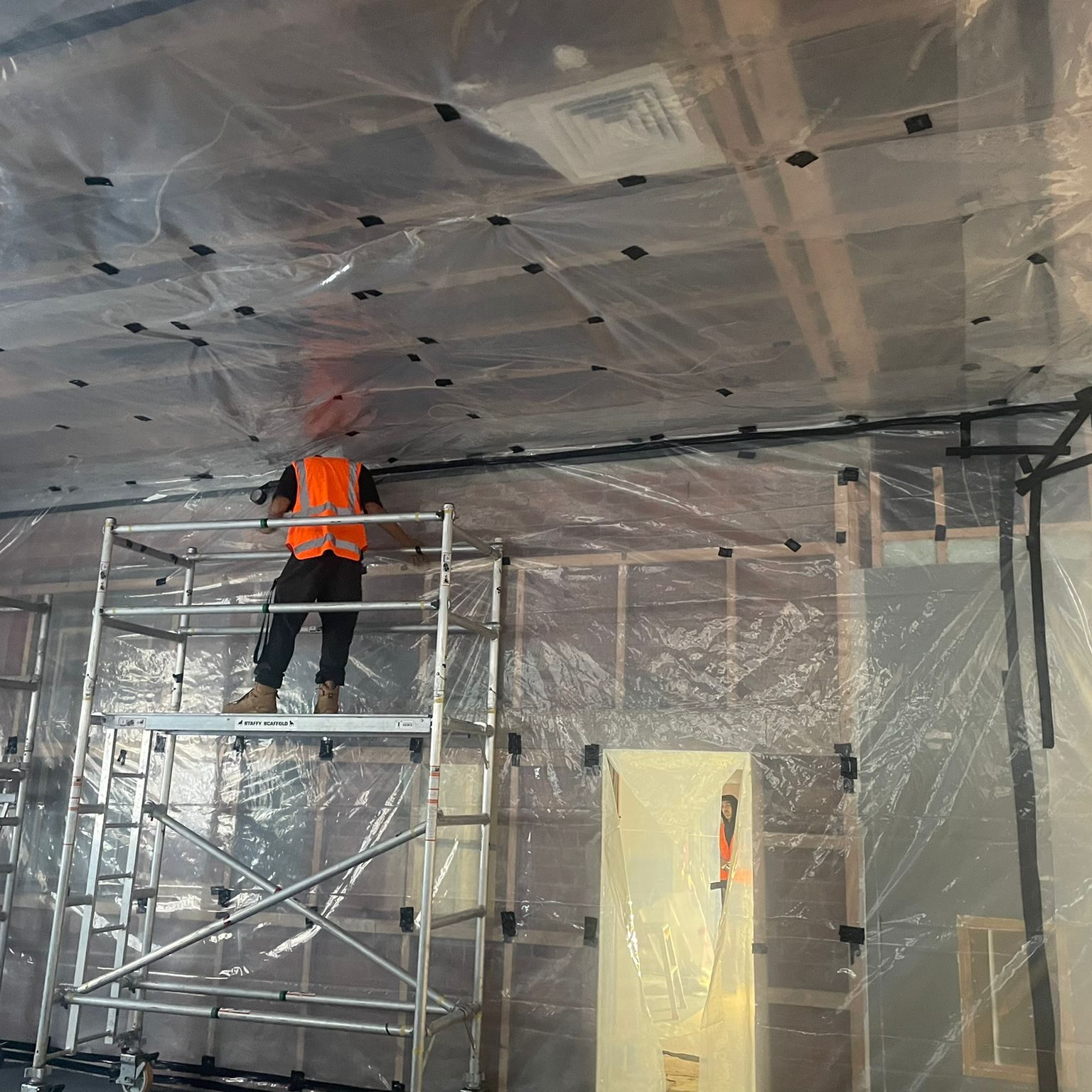 Setting up Class A enclosure for asbestos removal