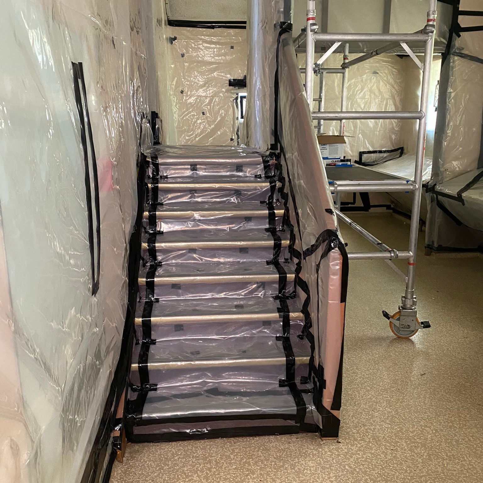 Class A Asbestos removal site set up.